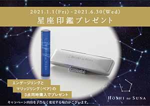  HOSHI no SUNA エンゲージリングとマリッジリングをセットでご成約すると星座印鑑プレゼント！